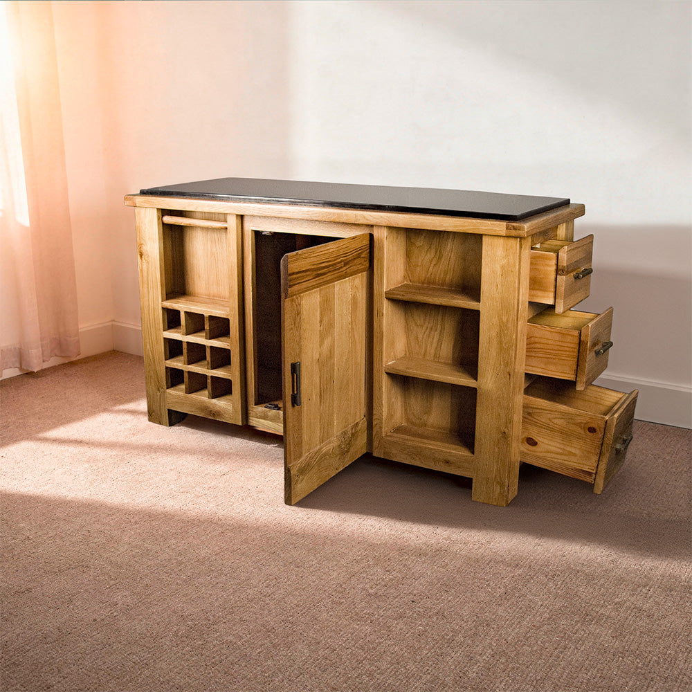 Camden Granite Top Oak Kitchen Workbench