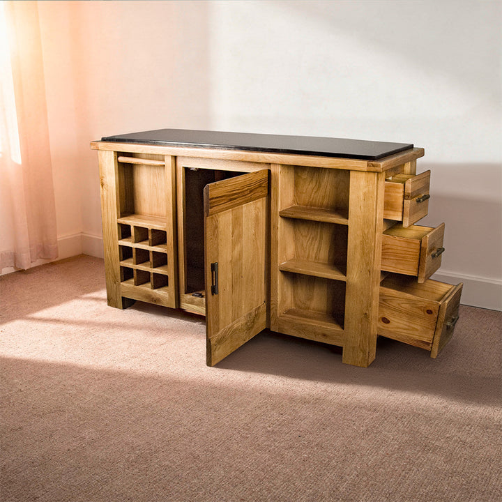 Camden Granite Top Oak Kitchen Workbench