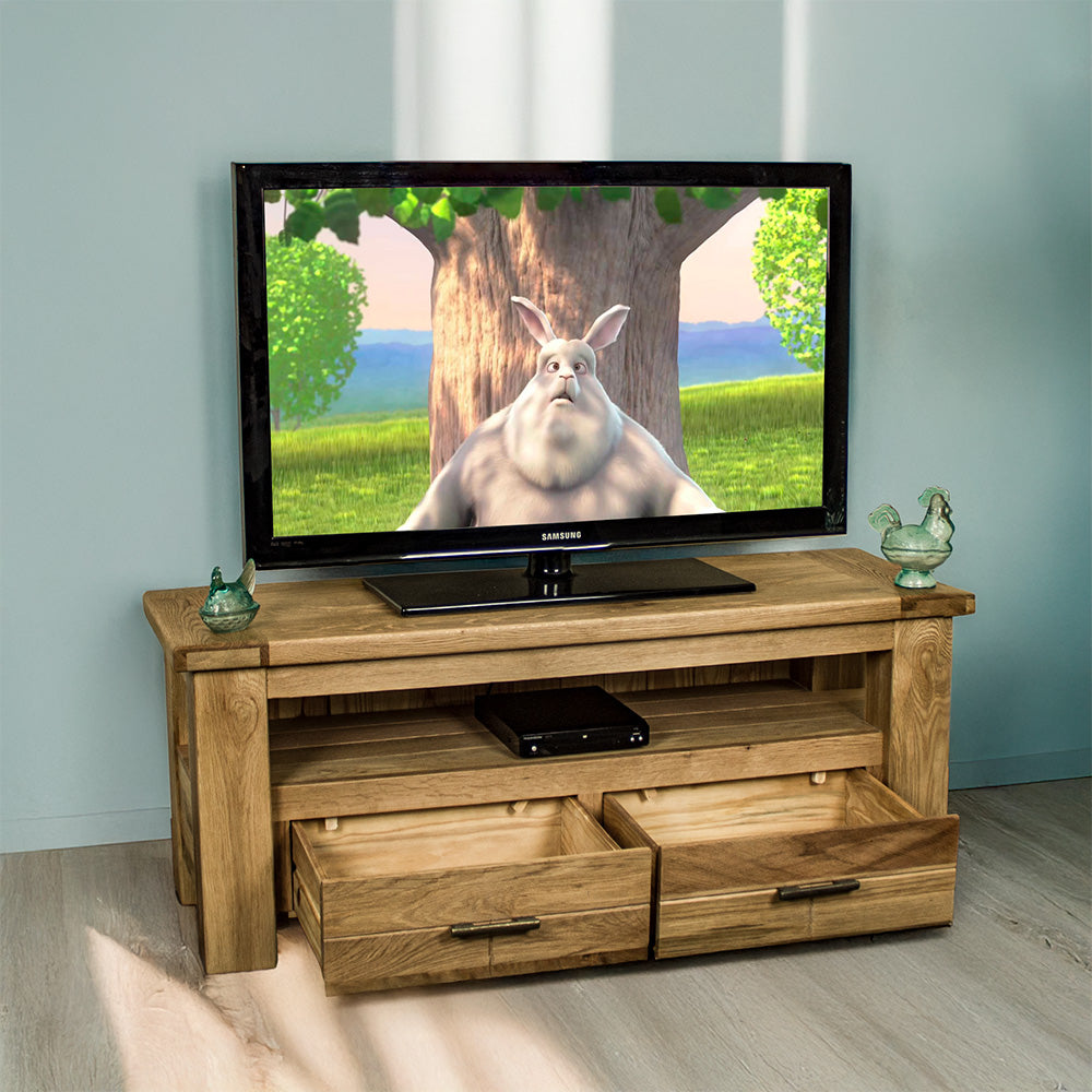 Camden 2 Drawer White Oak Entertainment Unit