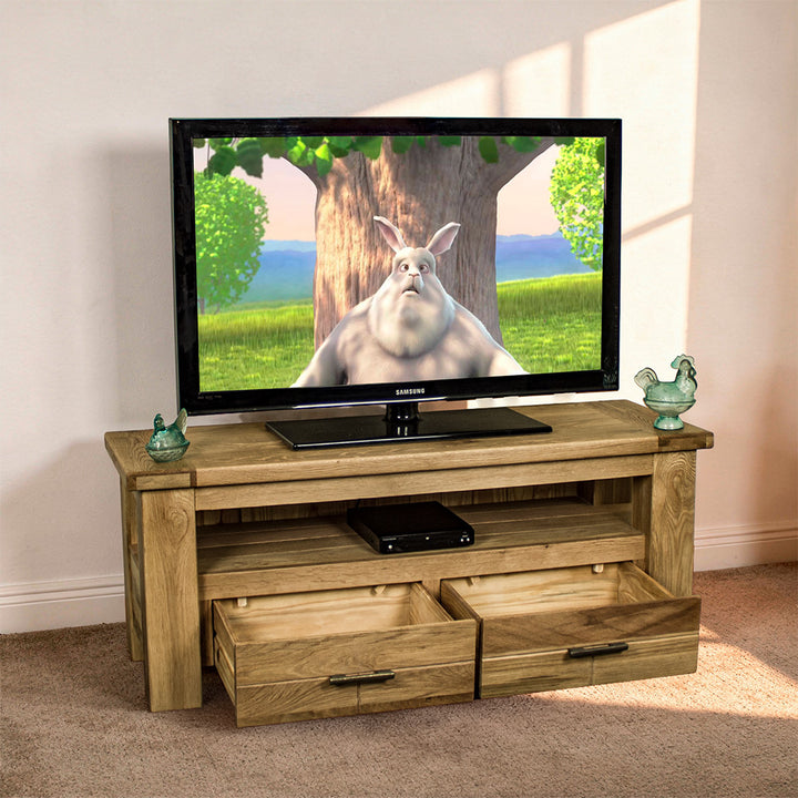 Camden 2 Drawer White Oak Entertainment Unit