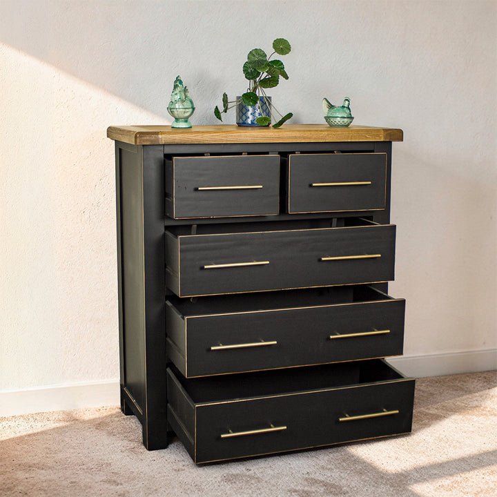 Cascais Oak Top Black Tallboy