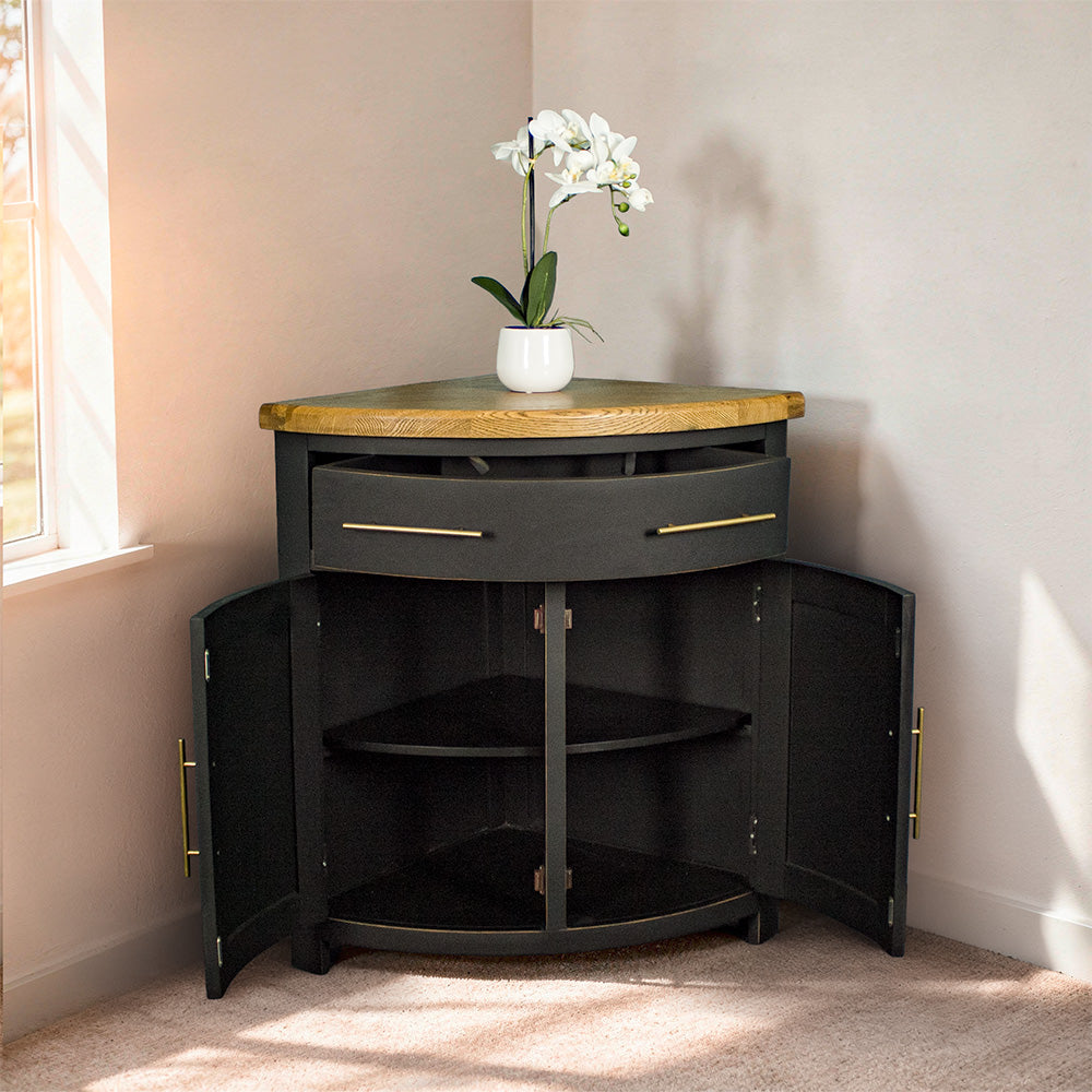 Cascais Oak-Top Corner Cabinet