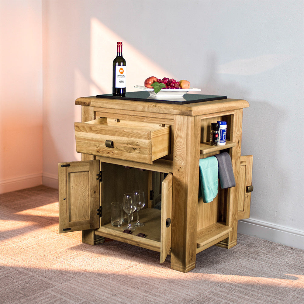Danube Compact Granite Top Oak Kitchen Island