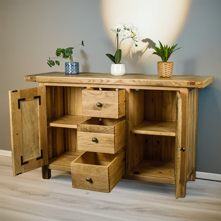 Farmhouse 3 Drawer Rustic Oak Buffet