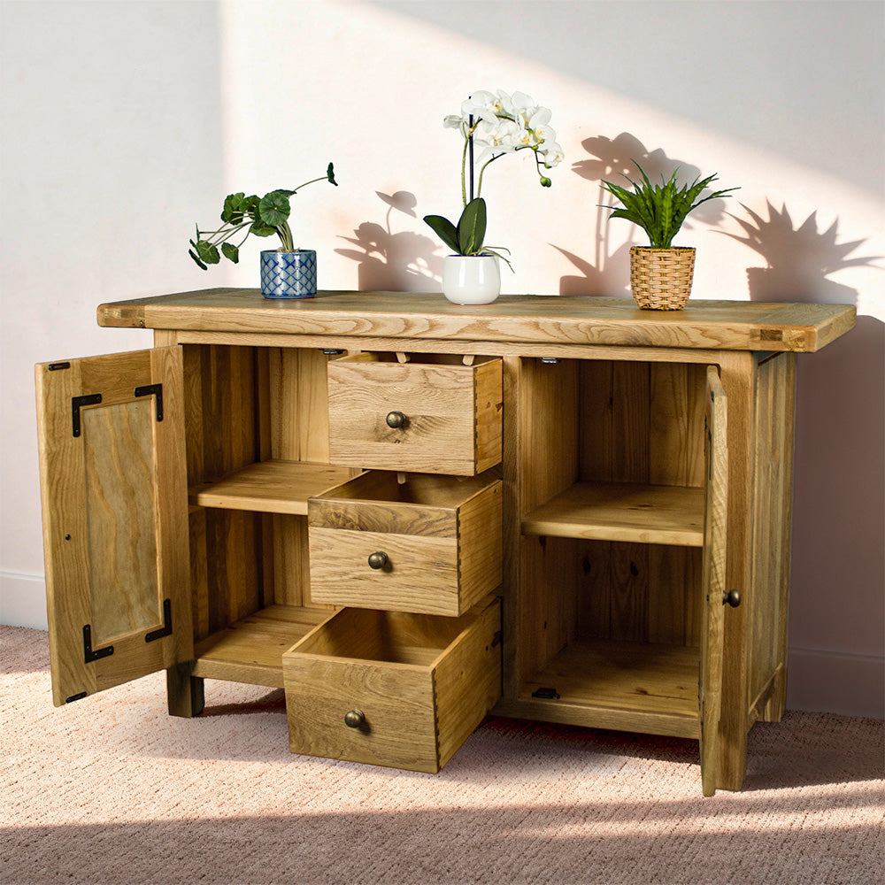 Farmhouse 3 Drawer Rustic Oak Buffet