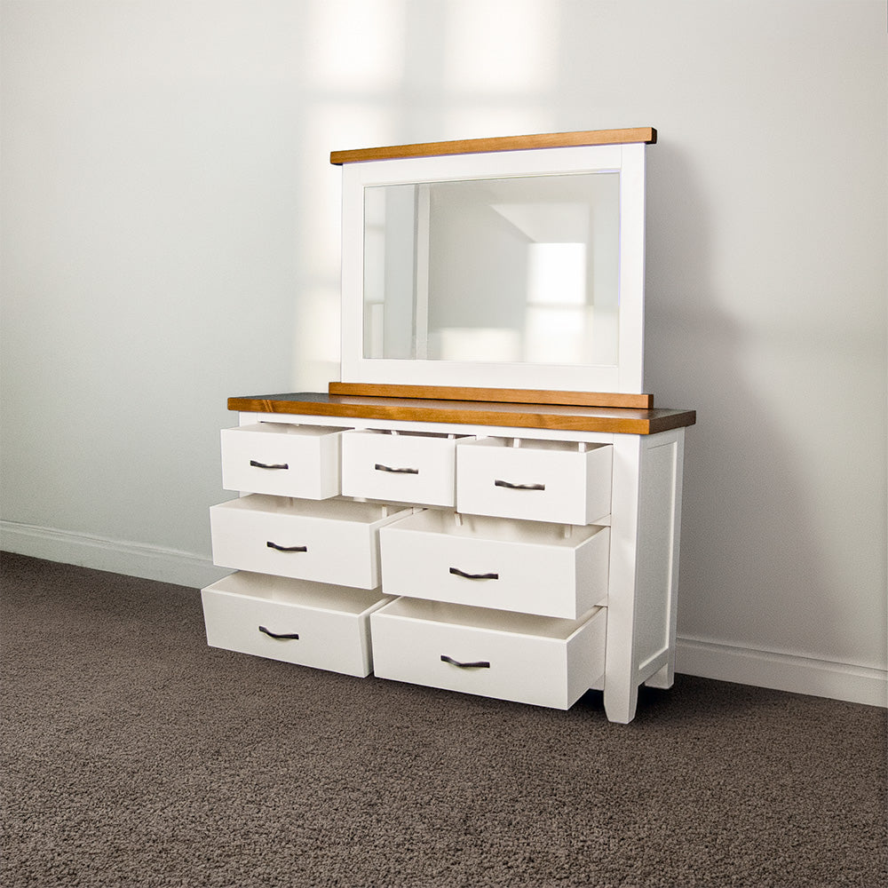 Felixstowe 7 Drawer Pine Dresser & Mirror