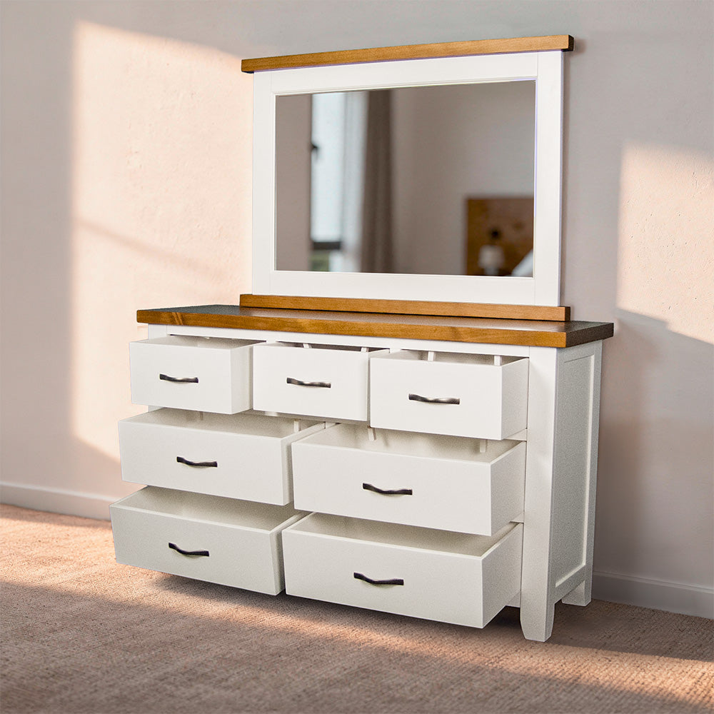 Felixstowe 7 Drawer Pine Dresser & Mirror