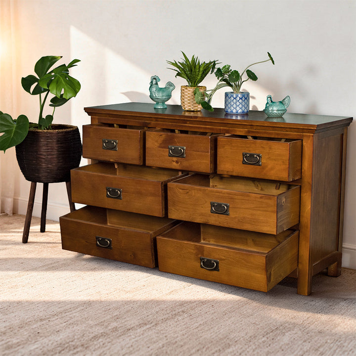 Montreal 7 Drawer Pine Lowboy