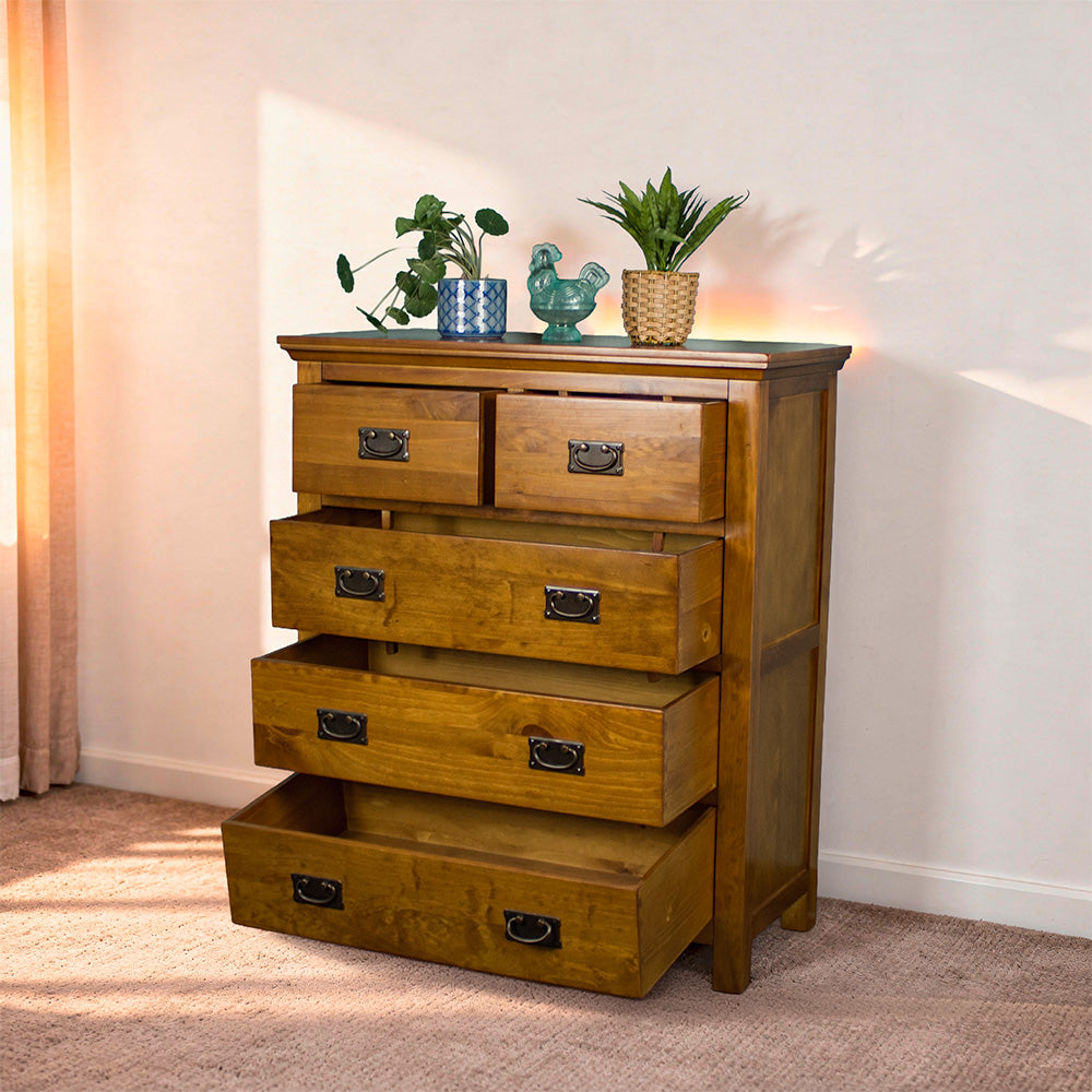 Montreal Five Drawer Pine Tallboy