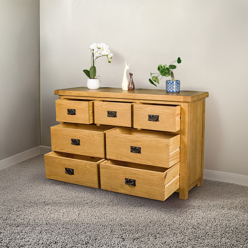 Queensland 7 Drawer Oak Lowboy