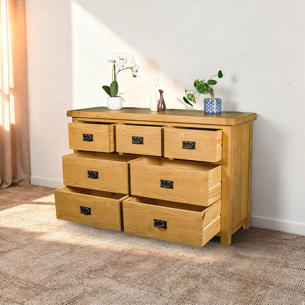 Queensland 7 Drawer Oak Lowboy
