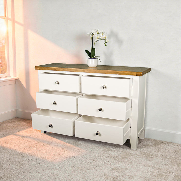 Tasmania 6 Drawer Oak Top Lowboy
