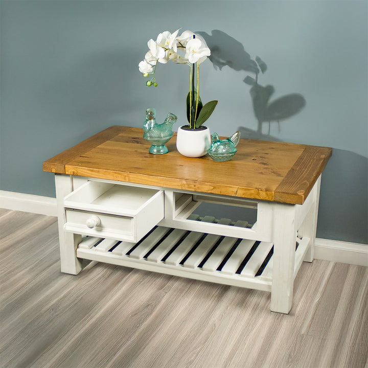Tuscan Recycled Pine 2 Drawer Coffee Table