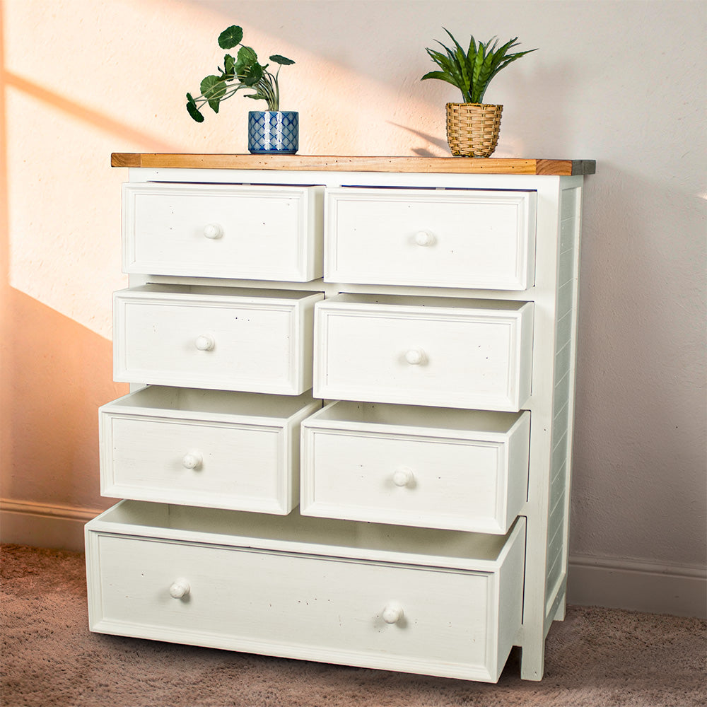 Tuscan Recycled Pine Seven Drawer Tallboy