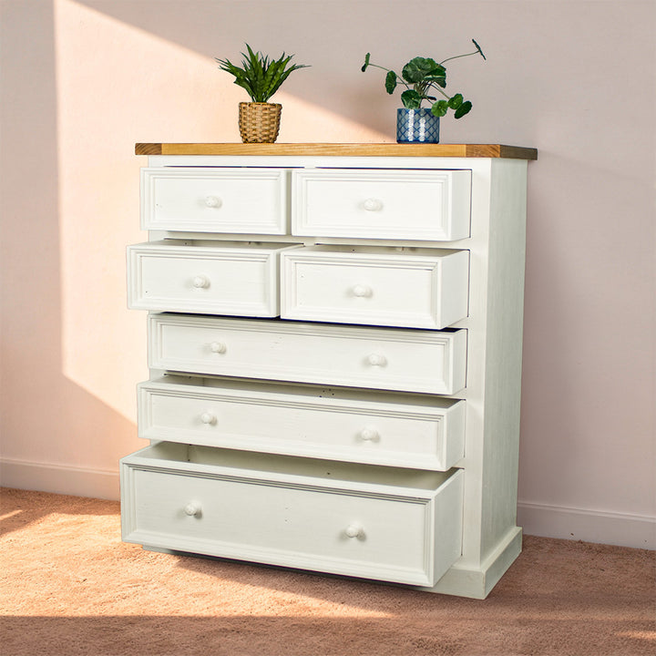 Tuscan Recycled Pine Large Seven Drawer Tallboy