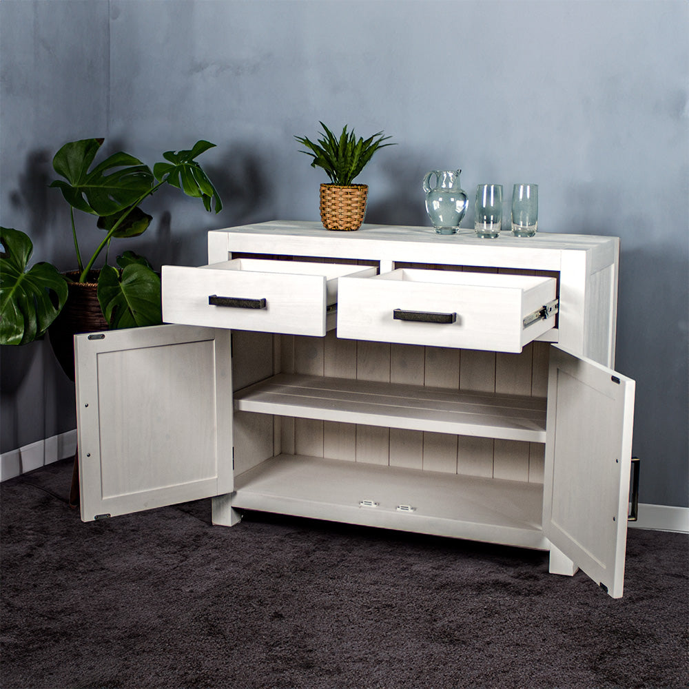 Vancouver 2 Door 2 Drawer NZ Pine White Buffet