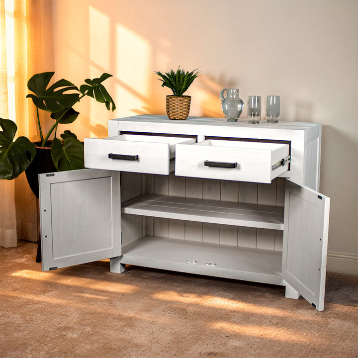 Vancouver 2 Door 2 Drawer NZ Pine White Buffet