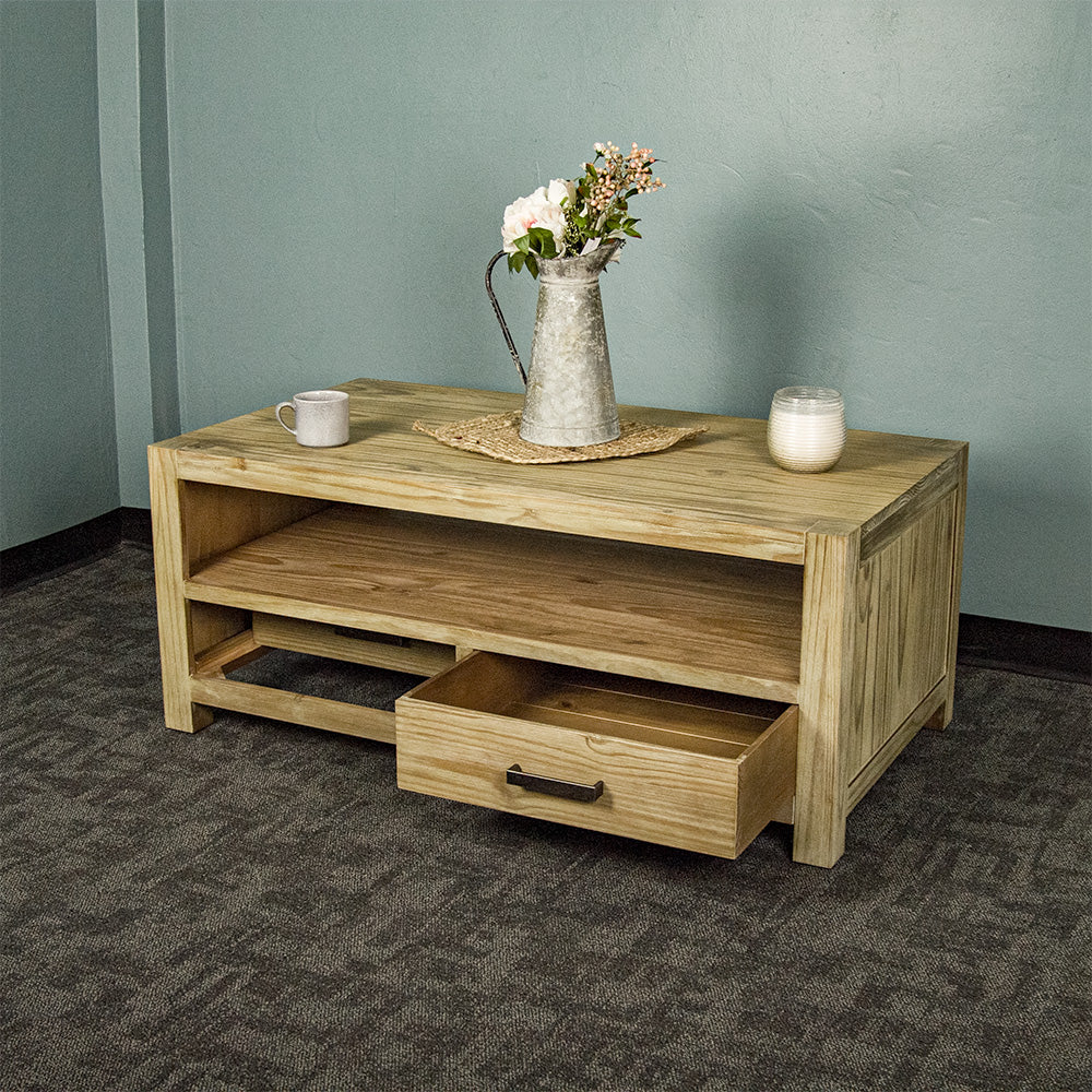 Vancouver 2 Drawer NZ Pine Coffee Table