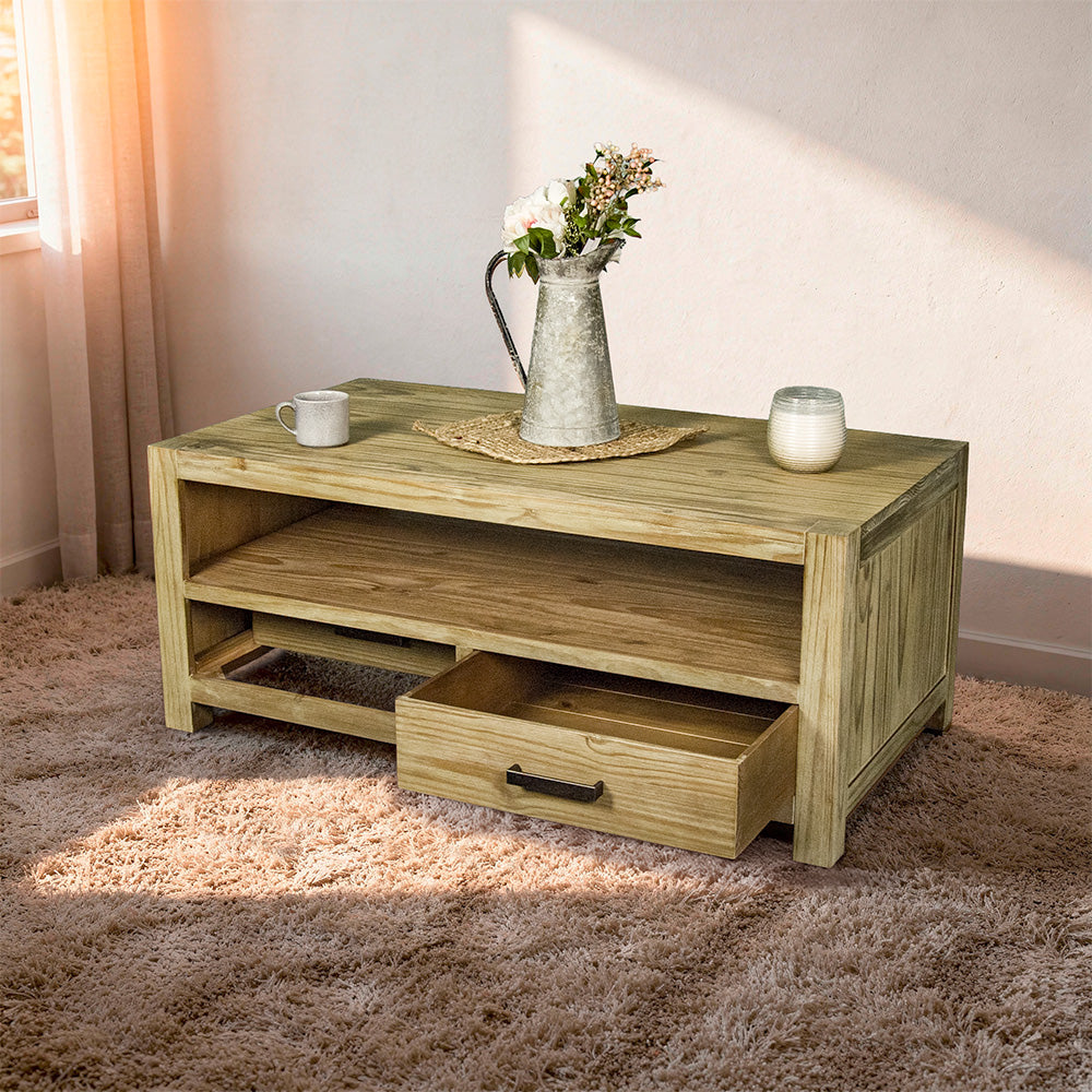 Vancouver 2 Drawer NZ Pine Coffee Table