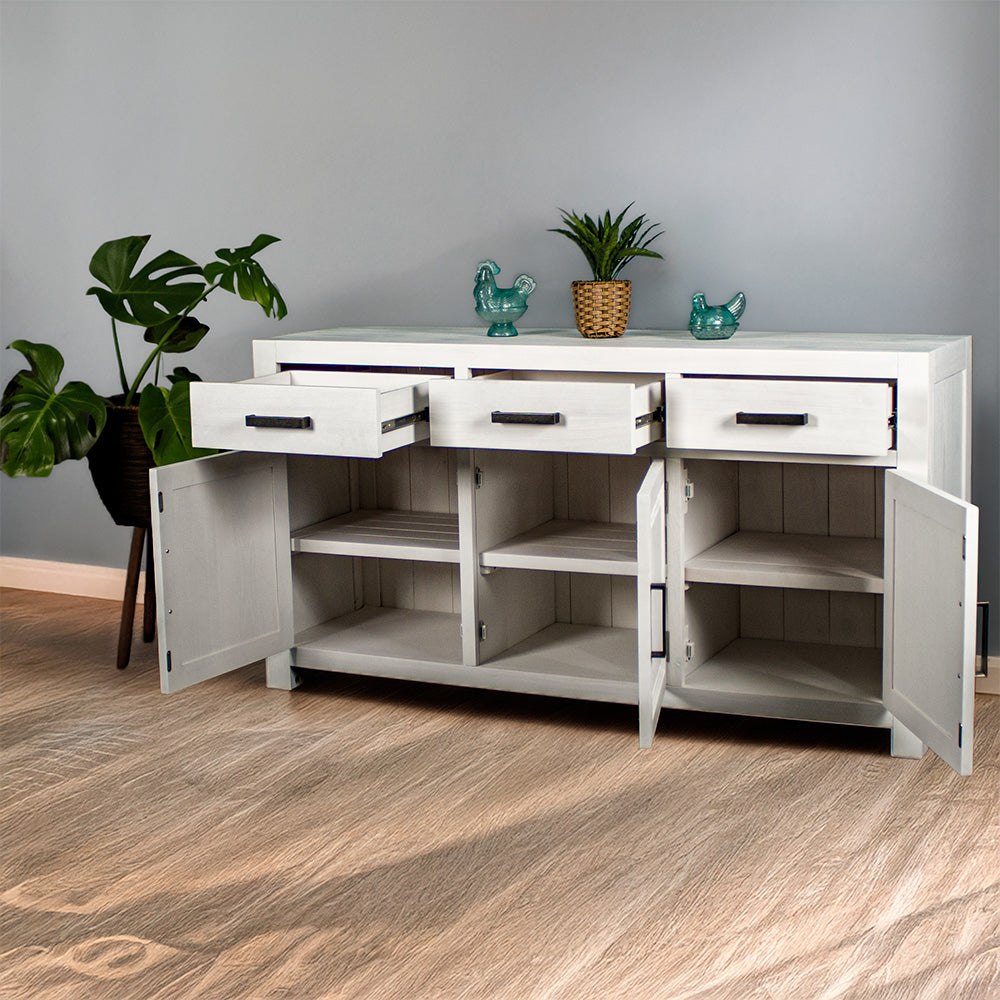 Vancouver 3 Door 3 Drawer NZ Pine White Buffet