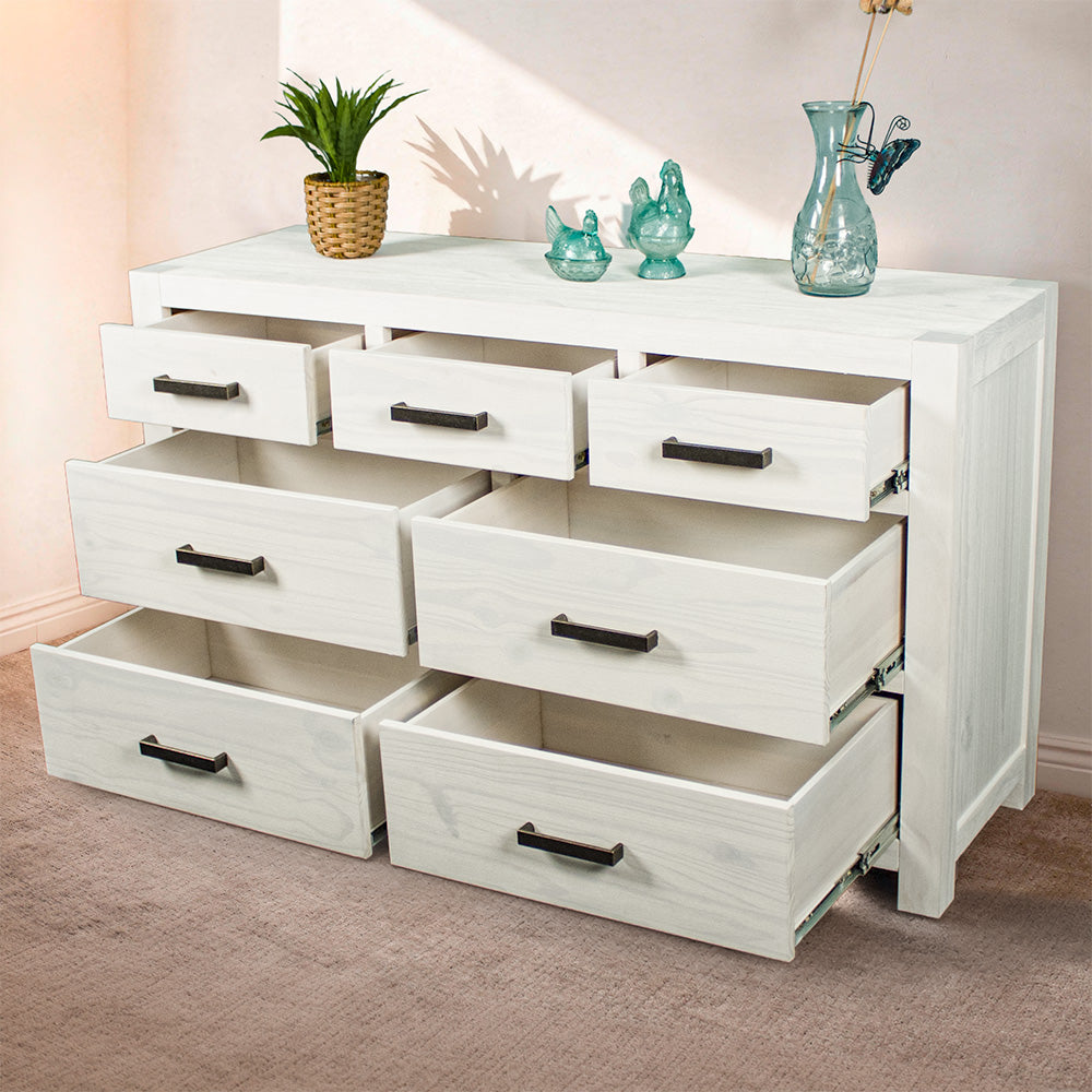 Vancouver 7 Drawer White Lowboy