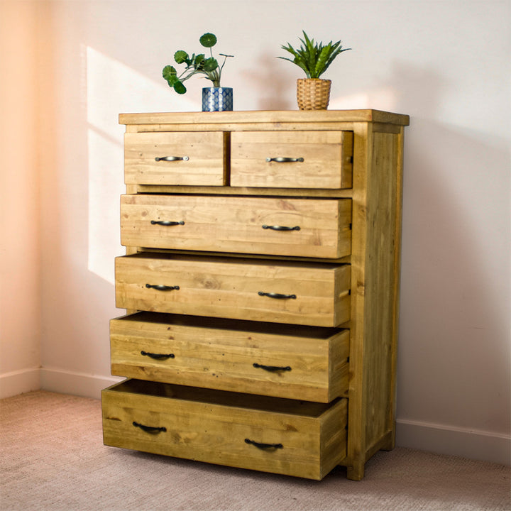 Ventura Recycled Pine Six Drawer Tallboy