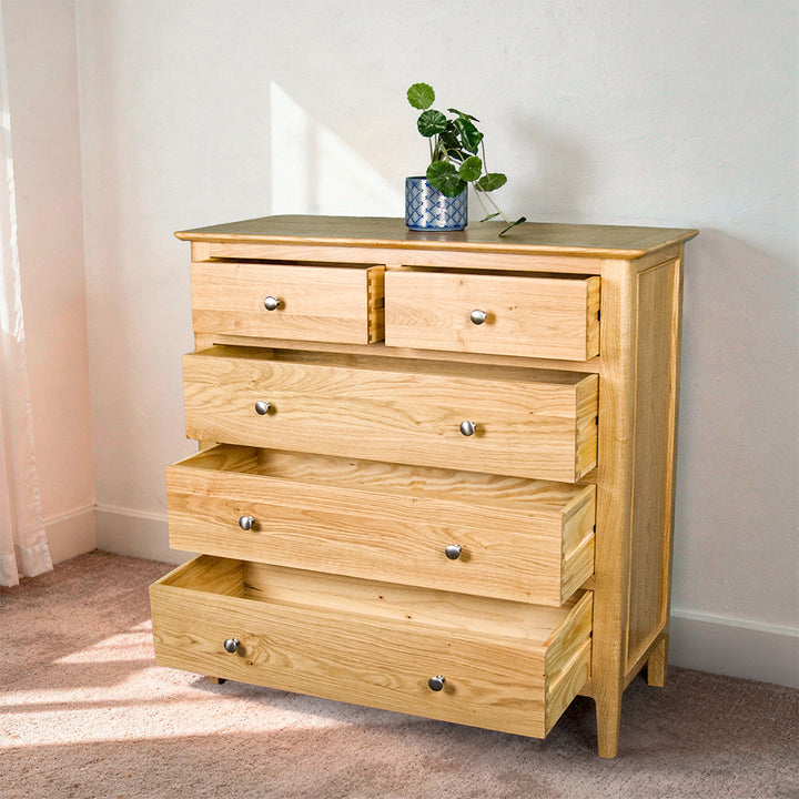 Victoria Oak 5 Drawer Tallboy
