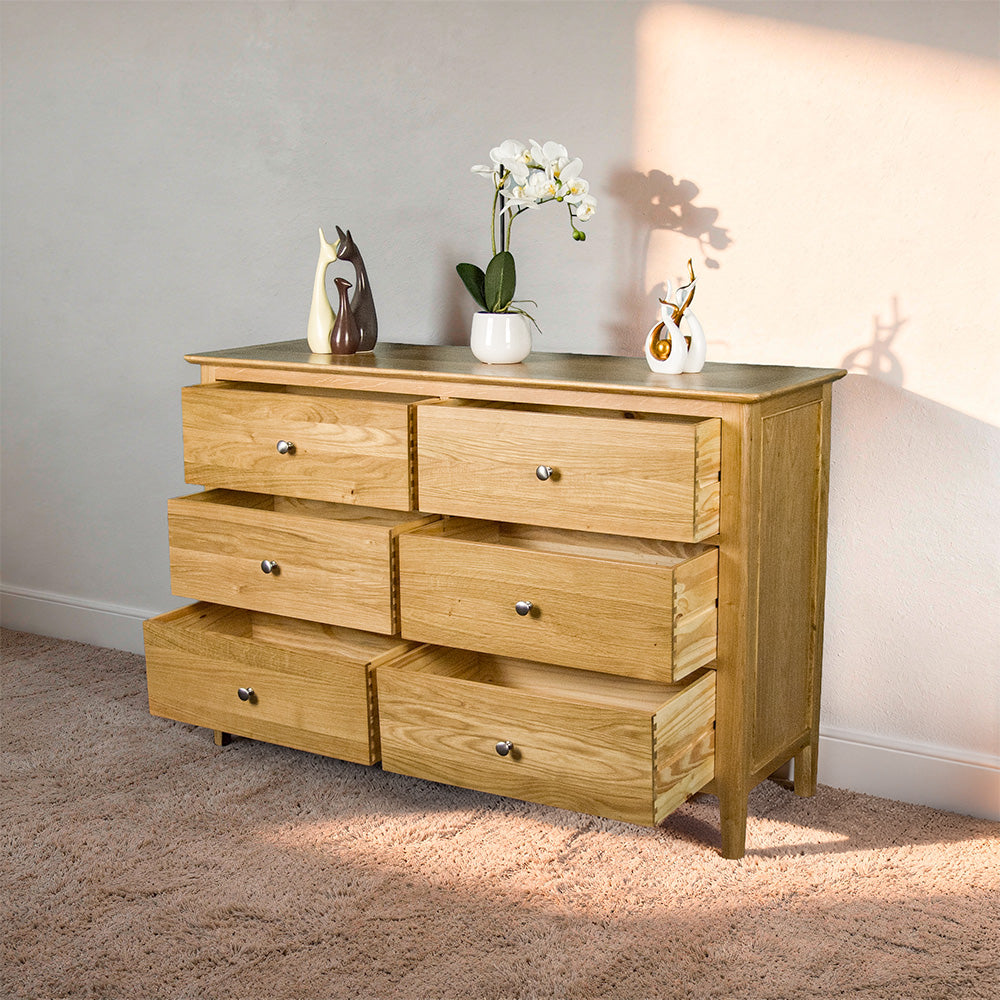 Victoria Oak 6 Drawer Lowboy