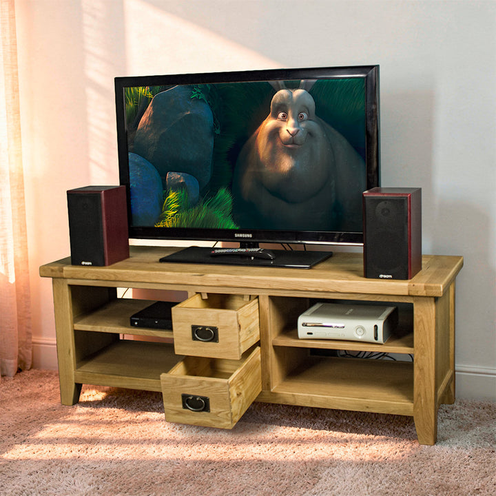 Vienna 2 Drawer Oak Entertainment Unit