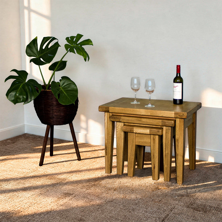 Vienna 3 Piece Oak Nesting Table Set
