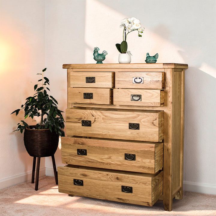 Vienna 7 Drawer Oak Tallboy