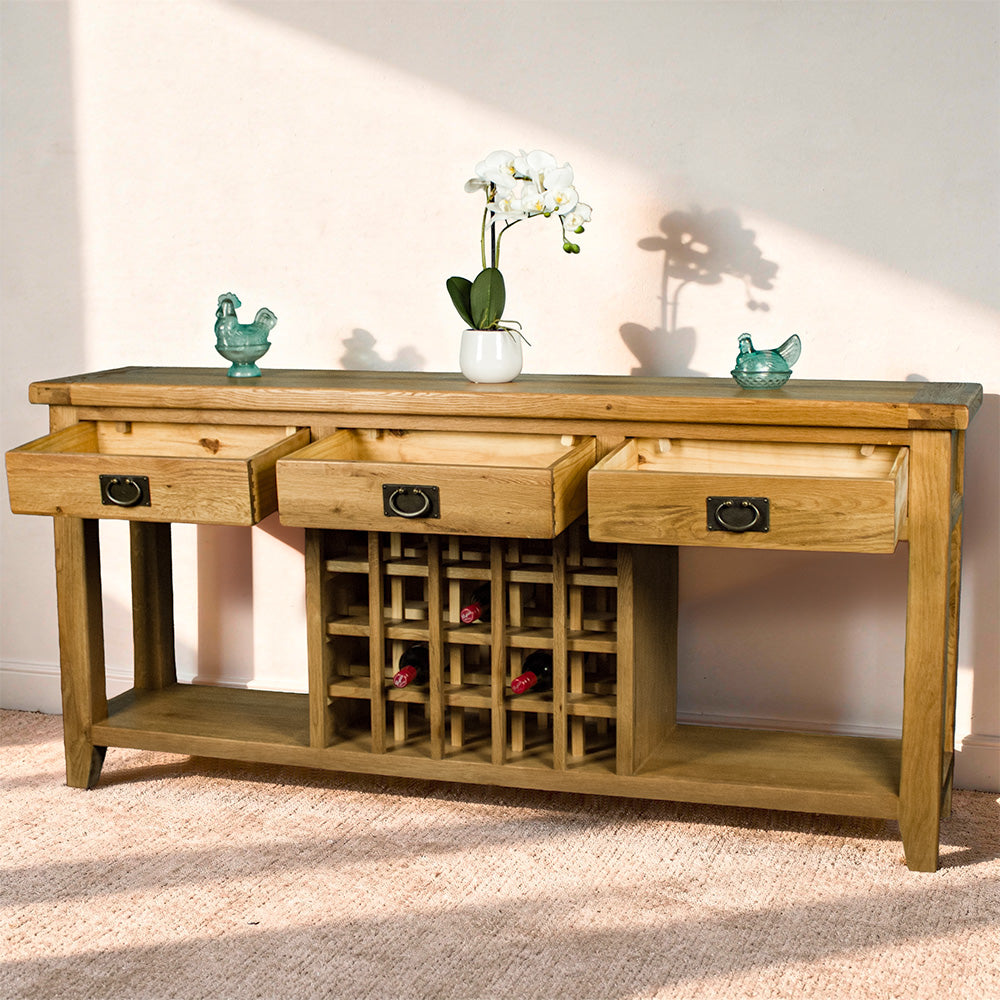 Vienna Oak Hall Table w/ Wine Rack