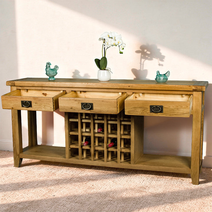 Vienna Oak Hall Table w/ Wine Rack