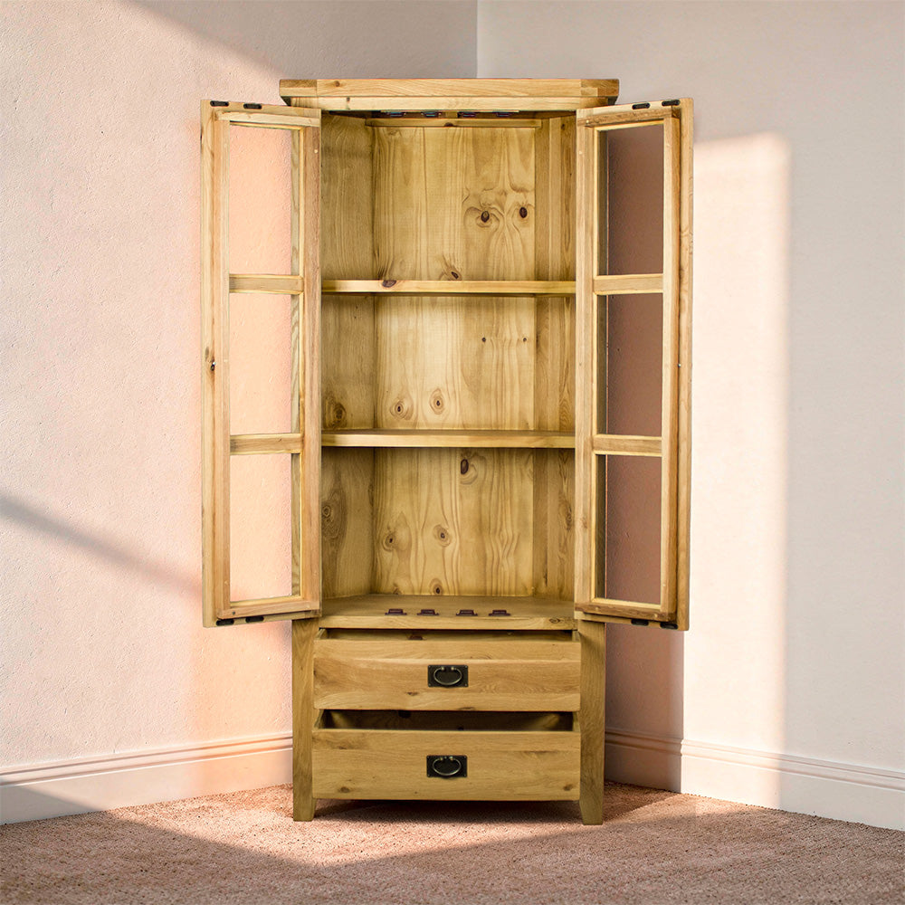 Yes Oak Corner Display Cabinet