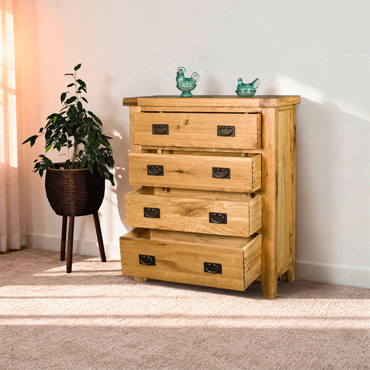 Yes Four Drawer Oak Tallboy