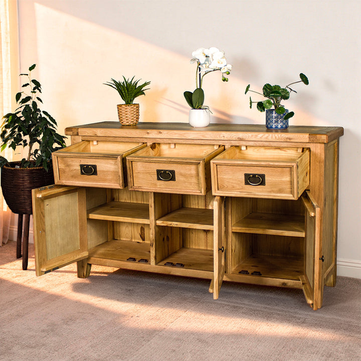 Yes 3 Door 3 Drawer Oak Buffet