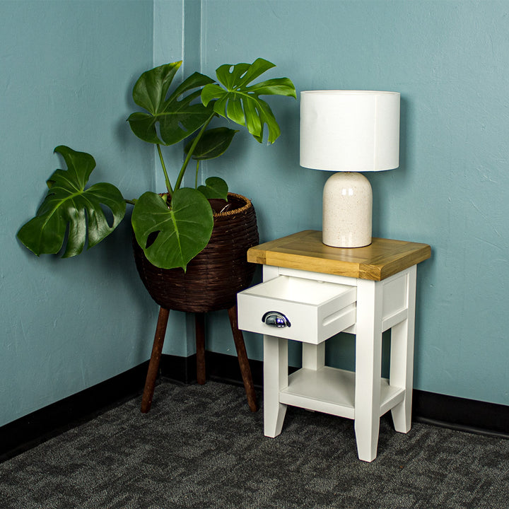 Tasmania Oak Top Bedside Table / Lamp Table