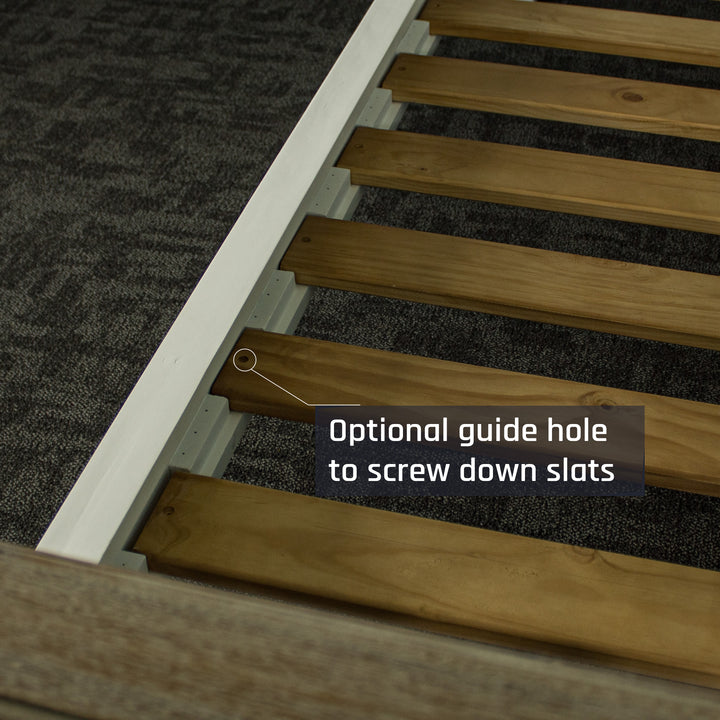 The slats on the Biarritz Two-Tone Queen Size Slat Bed Frame.