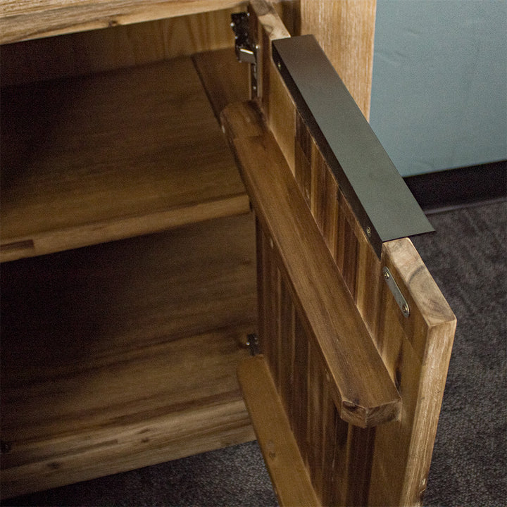 A close view of the door on the Mars 3 Drawer Large Buffet.
