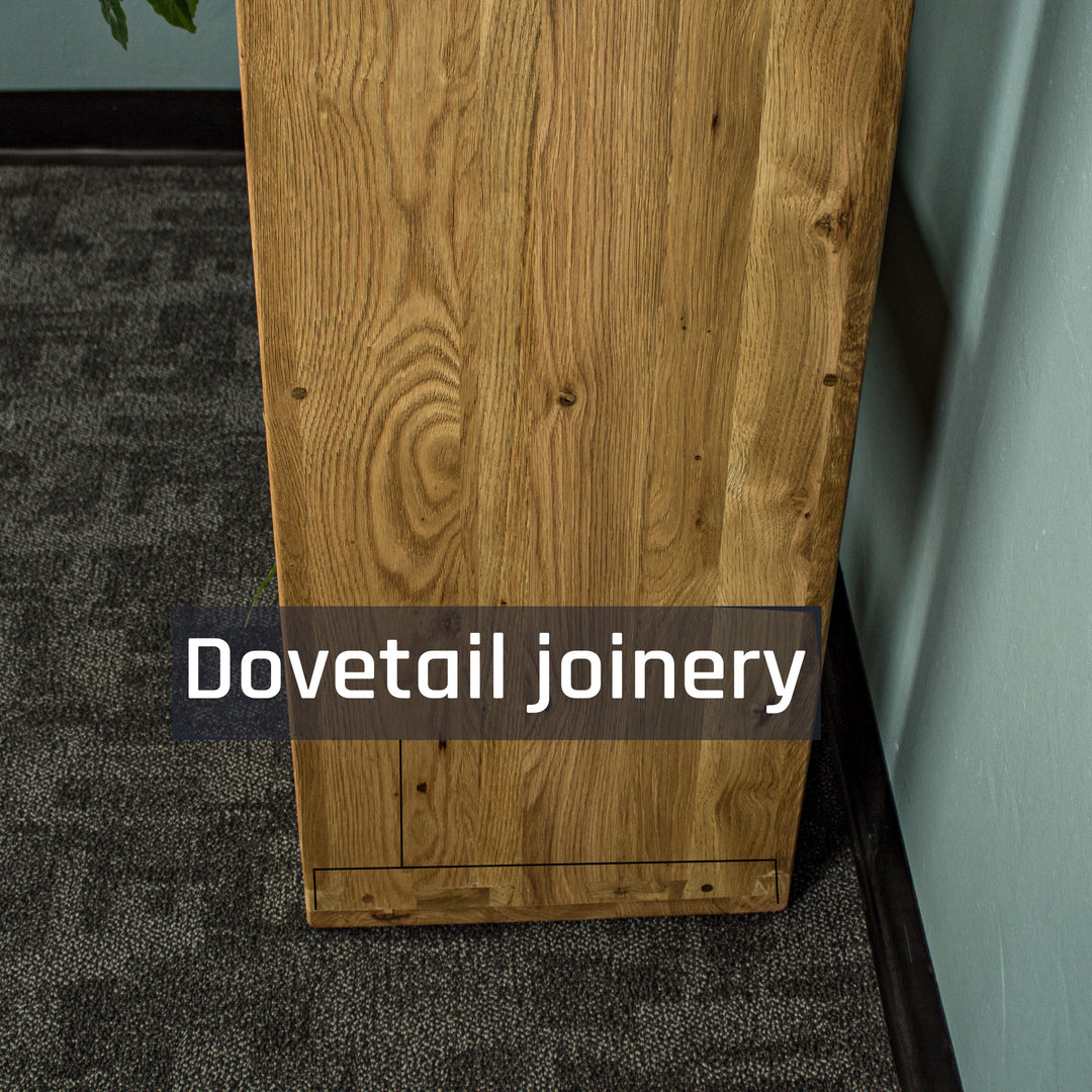The side of the Vancouver Value Double Cube Oak Shelf