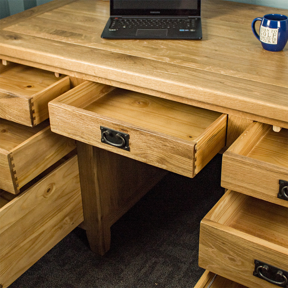 Vienna 7 Drawer Oak Executive Desk