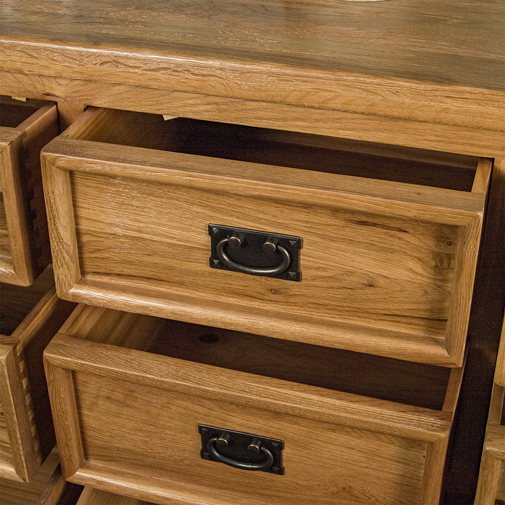 Yes 9 Drawer Oak Lowboy