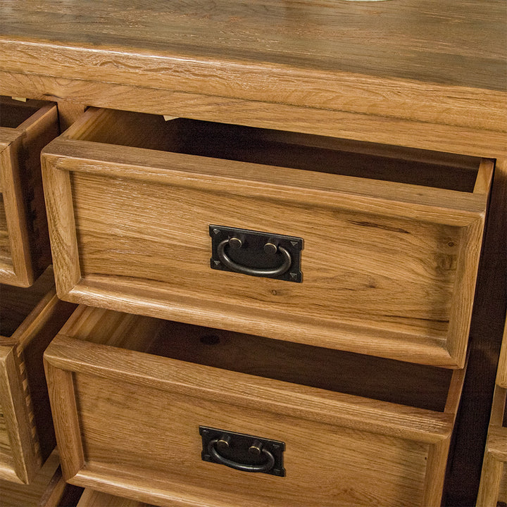 Yes 9 Drawer Oak Lowboy