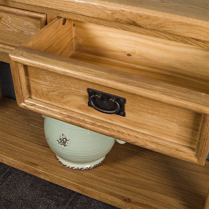 Yes 2 Drawer Oak Hall Table