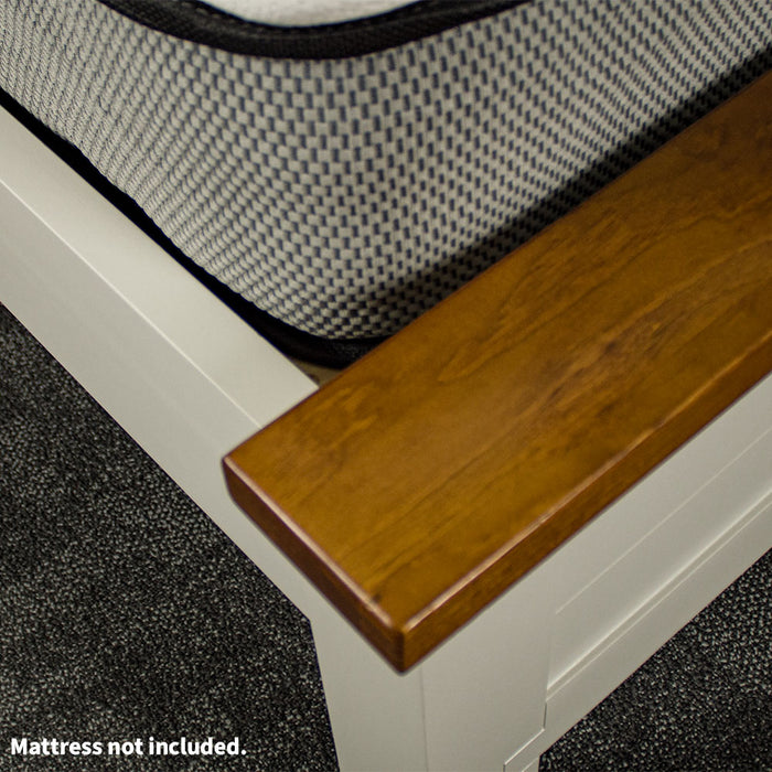 A close up of the top of the footboard of the Alton Double Slat Bed-Frame.