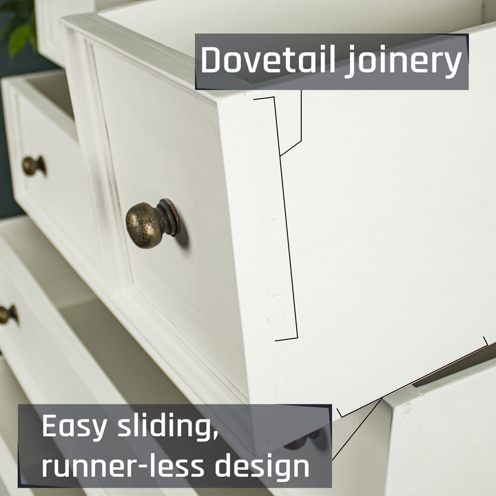 A close up of the dovetail joinery on the drawers of the Biarritz 7 Drawer Tallboy / Chest of Drawer