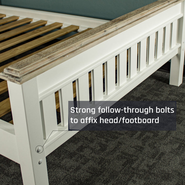 The footboard of the Biarritz Two-Tone Queen Size Slat Bed Frame.