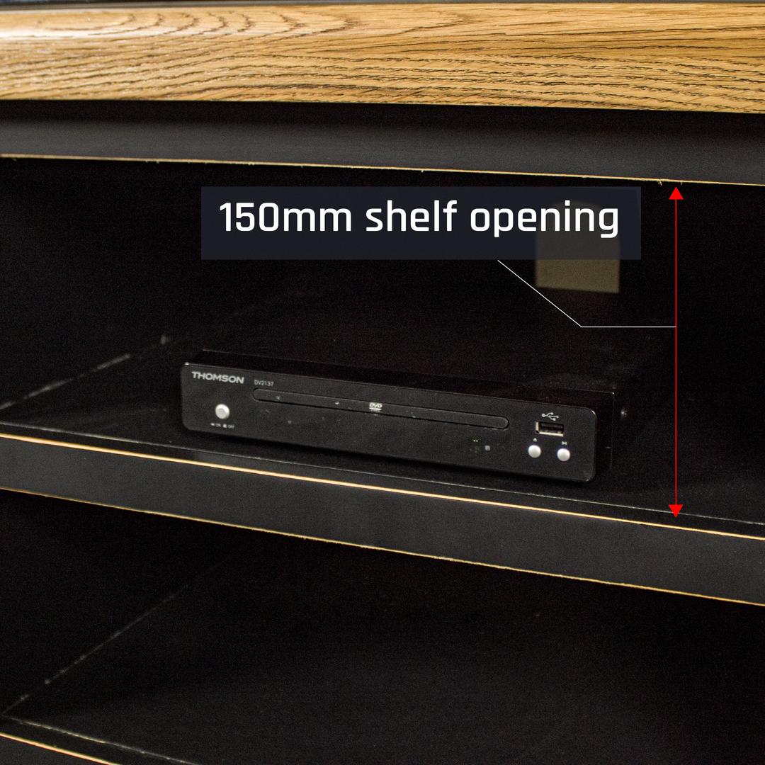 A closer view of the cable hole int he back of the Cascais 2 Door Medium Entertainment Unit