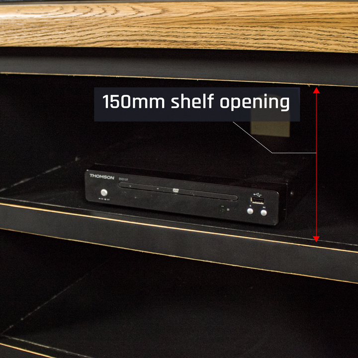 A closer view of the cable hole int he back of the Cascais 2 Door Medium Entertainment Unit