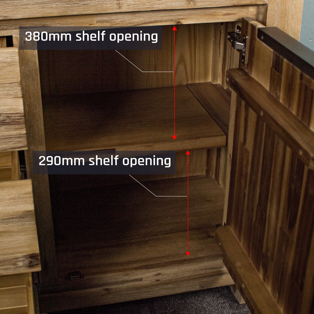 The shelving inside the Mars 3 Drawer Large Buffet.
